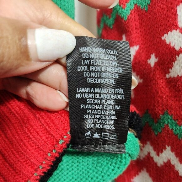 Joe Boxer Christmas Sweater Sequin Swipe Right Women Size M Red Green Long Slv - Picture 6 of 7